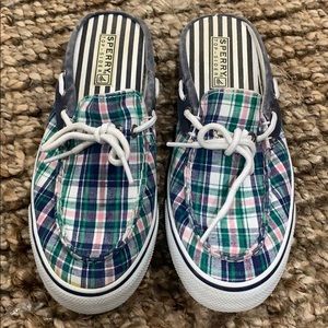 Plaid Sperry Slip on mules Women’s Sz 7.5